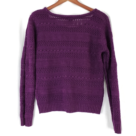 Metaphor Purple Open Weave Long Sleeve Sweater - Picture 3 of 7